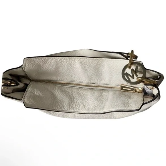 Michael Kors Leather Hobo Bag Shoulder Bag Cream White Gold - Picture 7 of 13